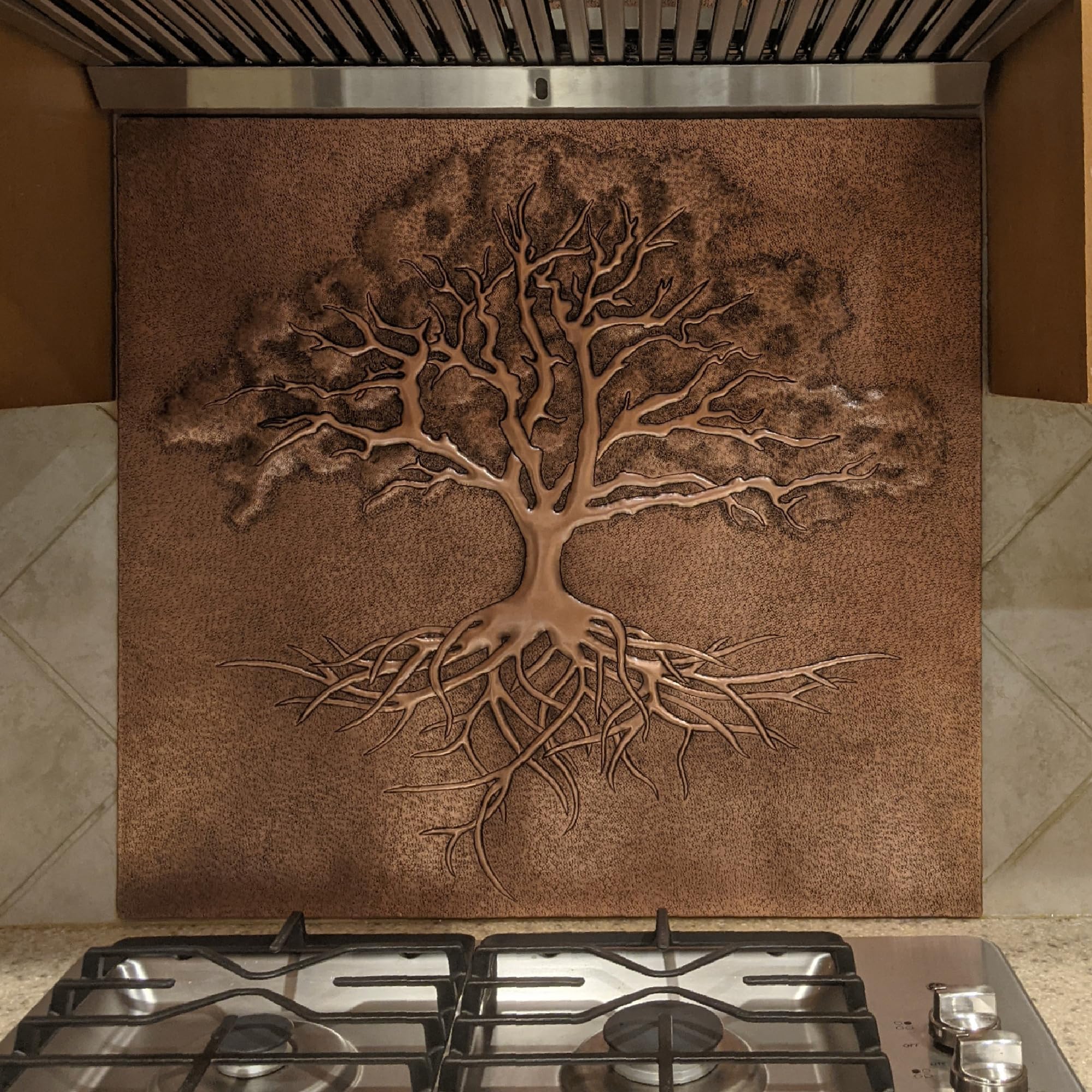 Handmade Copper Backsplash Tile - Custom Tree with Roots Design for Kitchen Backsplash, Indoor & Outdoor Wall Decor | Perfect for Rustic, Farmhouse, and Modern Home Décor
