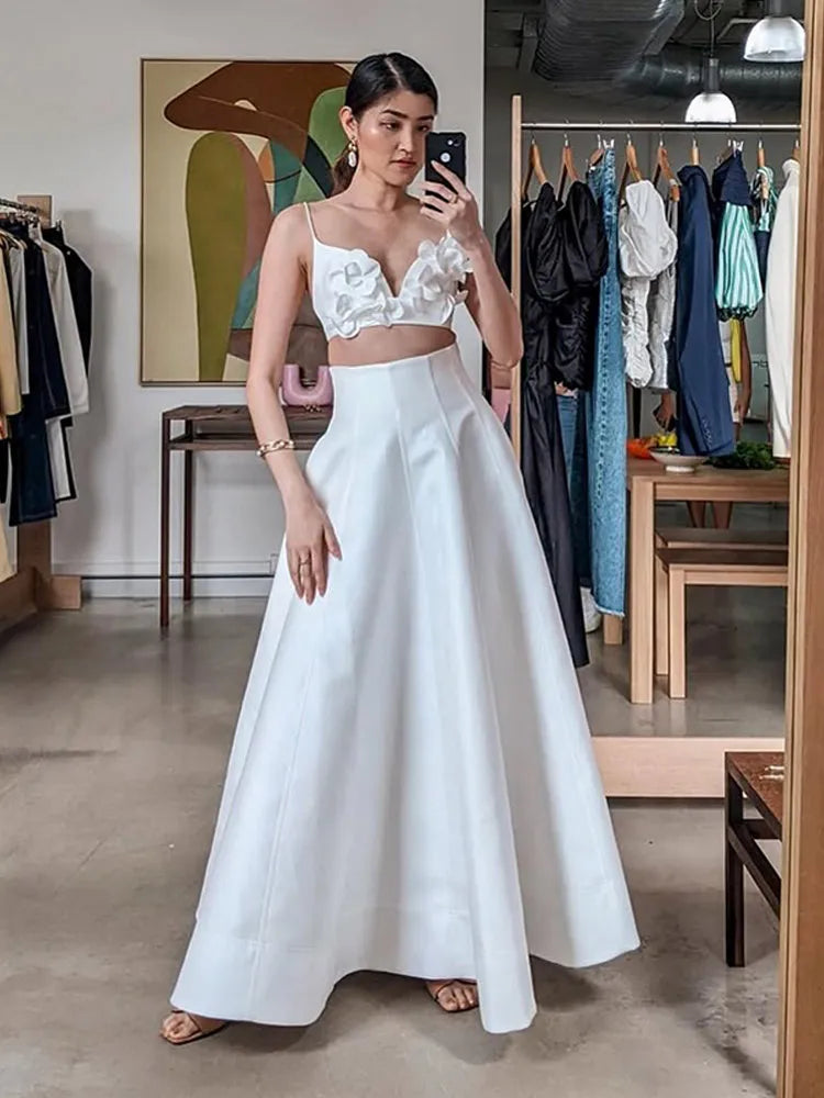 Elegant Backless Satin Maxi Dress for Women - V Neck Loose Casual Beach Sundress with Side Split & Strap Detail | Perfect for Summer Vacation, Pool Party, and Evening Outings