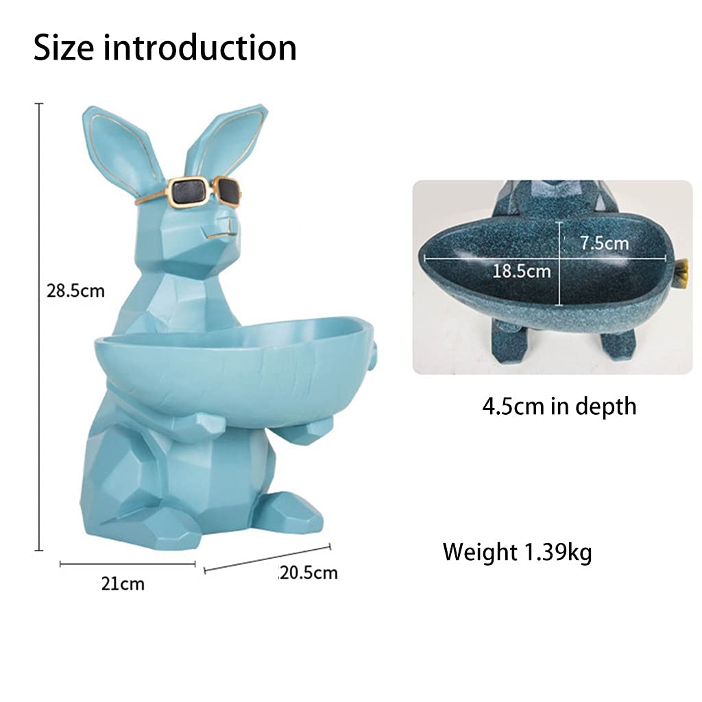 Resin Animal Key Holder & Jewelry Dish - Rabbit Figurine Storage Box for Keys, Earrings, Candy | Creative Home & Office Decor for Living Room, Bedroom, Desk | Perfect Birthday Gift Idea