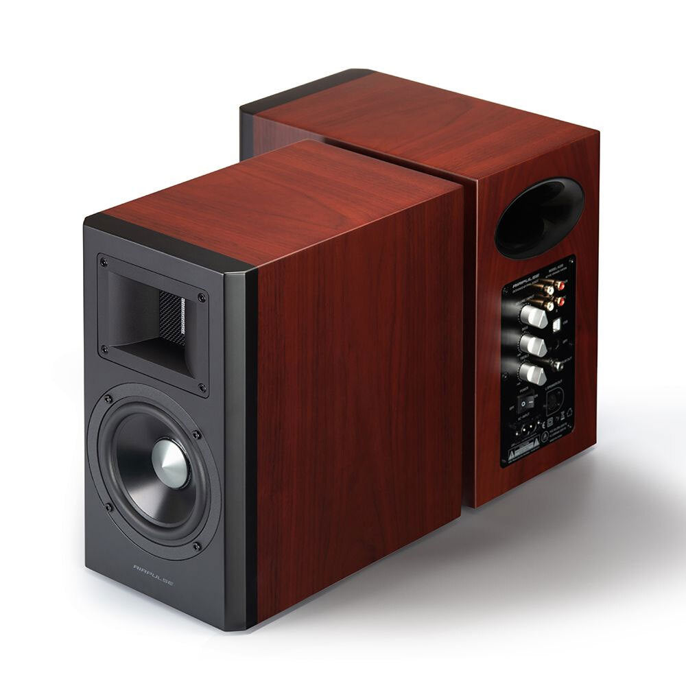 AirPulse A100HD High Resolution Certified Active Bookshelf Speakers - Premium Cherry Wood Finish for Home Theater, Gaming & Music Listening