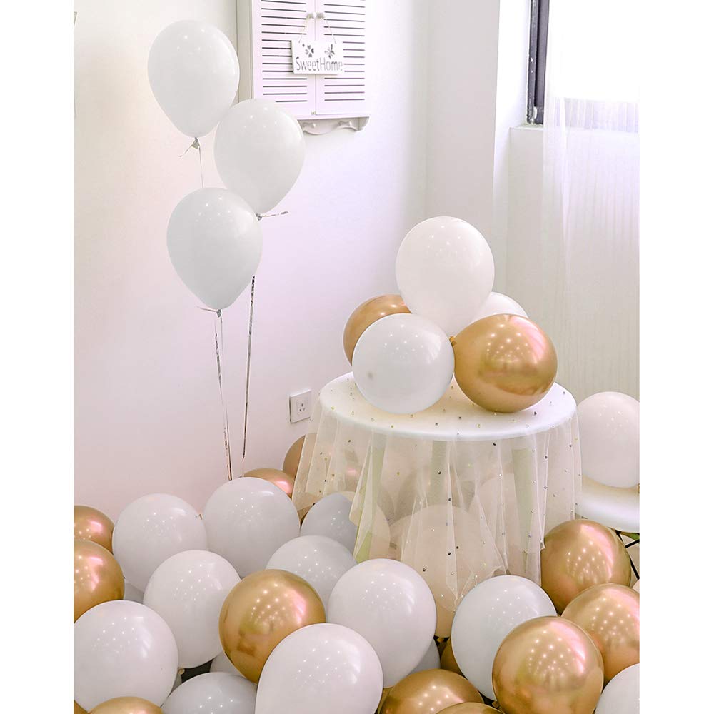 50 Pack White Latex Balloons 12 Inch - Helium & Air Fill Party Balloons for Wedding, Birthday, Baby Shower Decorations - Perfect for Indoor & Outdoor Party Decor, Balloon Arches, Ceiling Displays