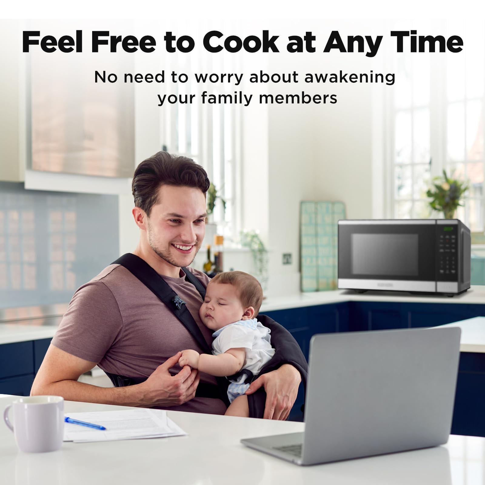BLACK+DECKER 0.9 Cu Ft Countertop Microwave Oven with 6 Auto Menus, Child Safety Lock & Memory Function - 900W, 10 Power Levels, Digital Display & One-Touch Start - Perfect for Small Kitchens, Dorms & Office Break Rooms