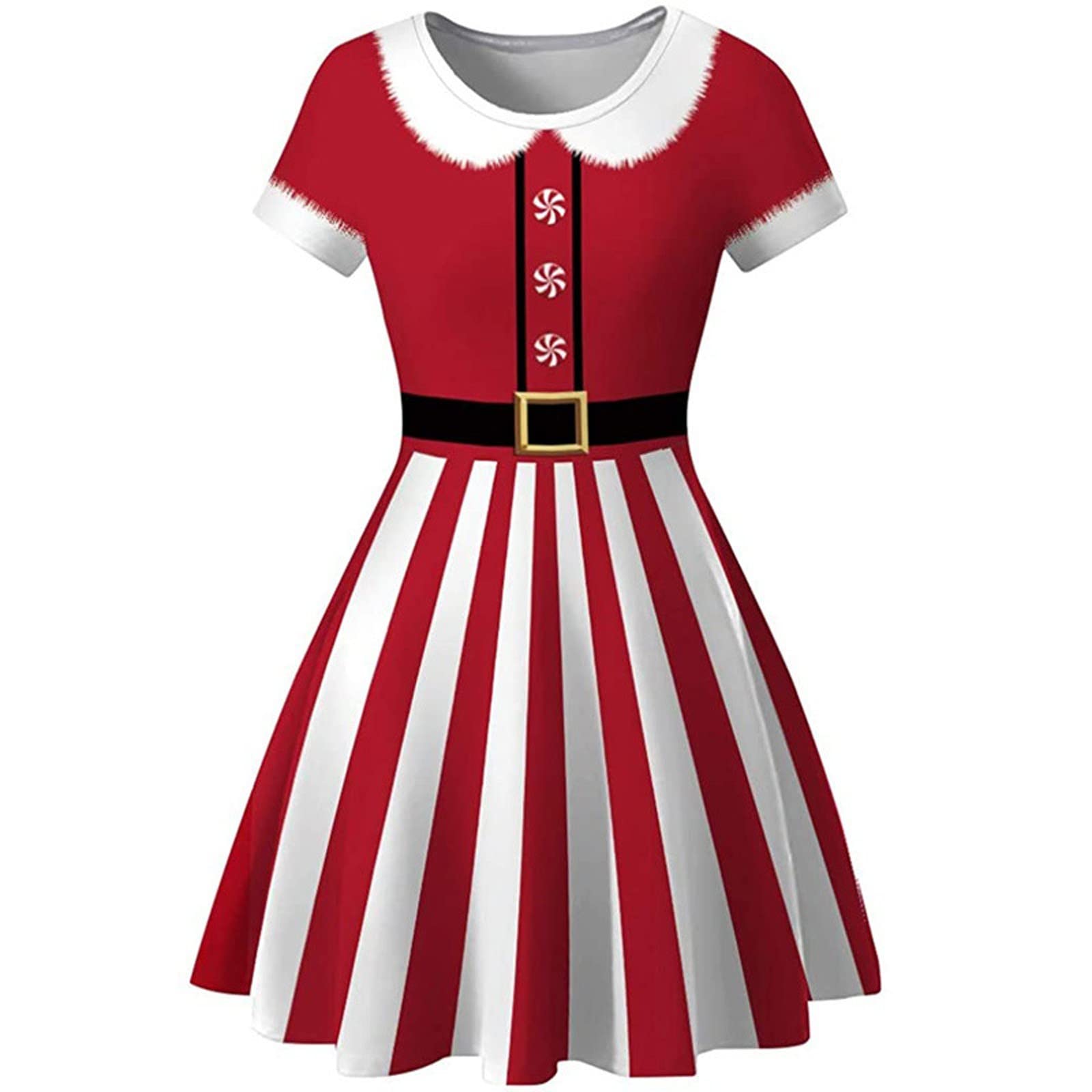 Vintage Christmas Dresses for Women - Holiday Print Short Sleeve Swing Party Dress with Snowman Design, Midi Length for Xmas Parties & Festive Gatherings