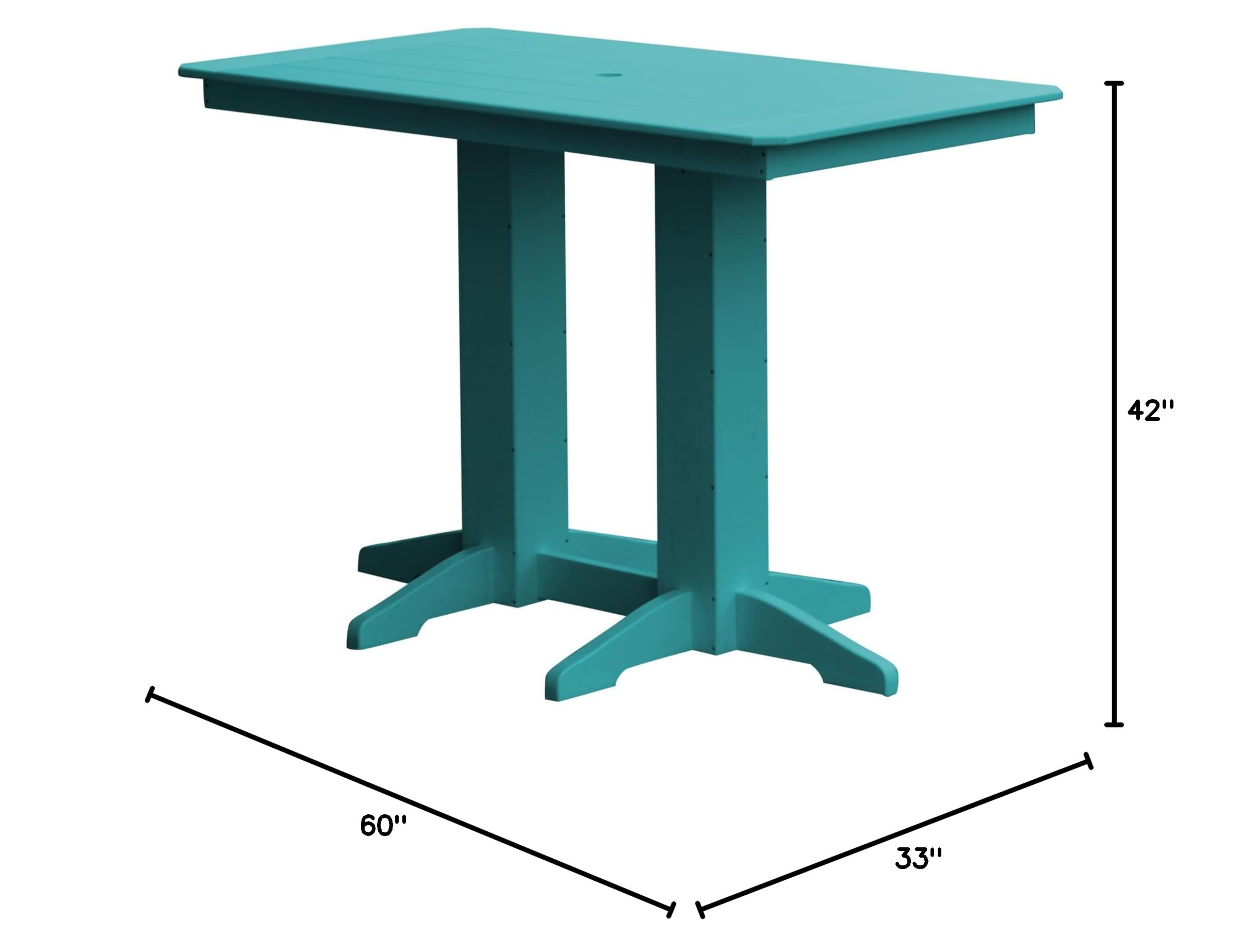 Poly Lumber 5-Foot Bar Table in Aruba Blue | Durable Outdoor Furniture for Patio, Deck & Backyard | Furniture Barn USA