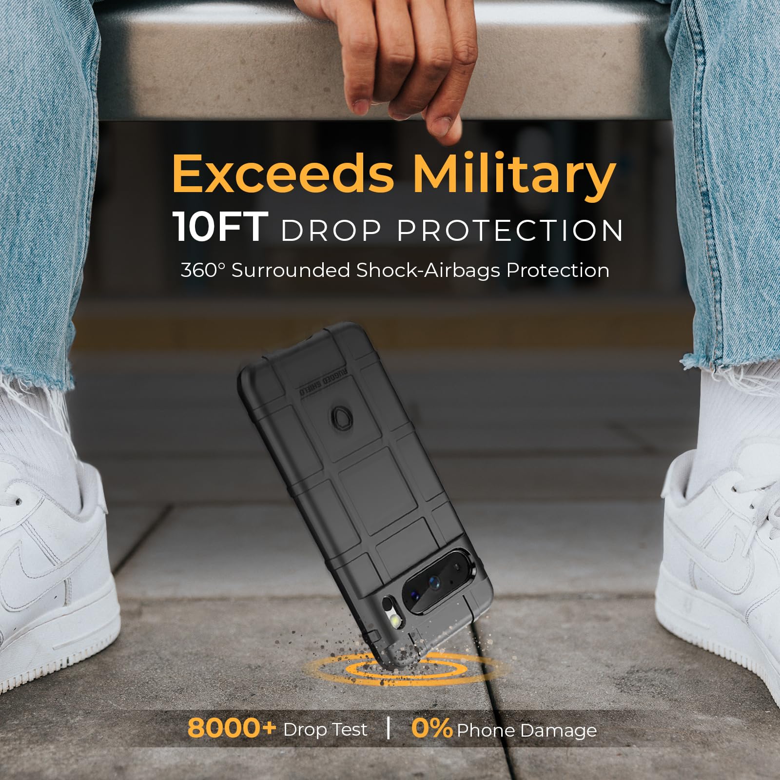 MOTIVE Slim Rugged Protective Case for Google Pixel 8 Pro - Durable Dual-Layer (PC+TPU) Shockproof Cover with Enhanced Grip | Lightweight & Flexible Design | Perfect for Outdoor Activities, Travel & Daily Protection | Black