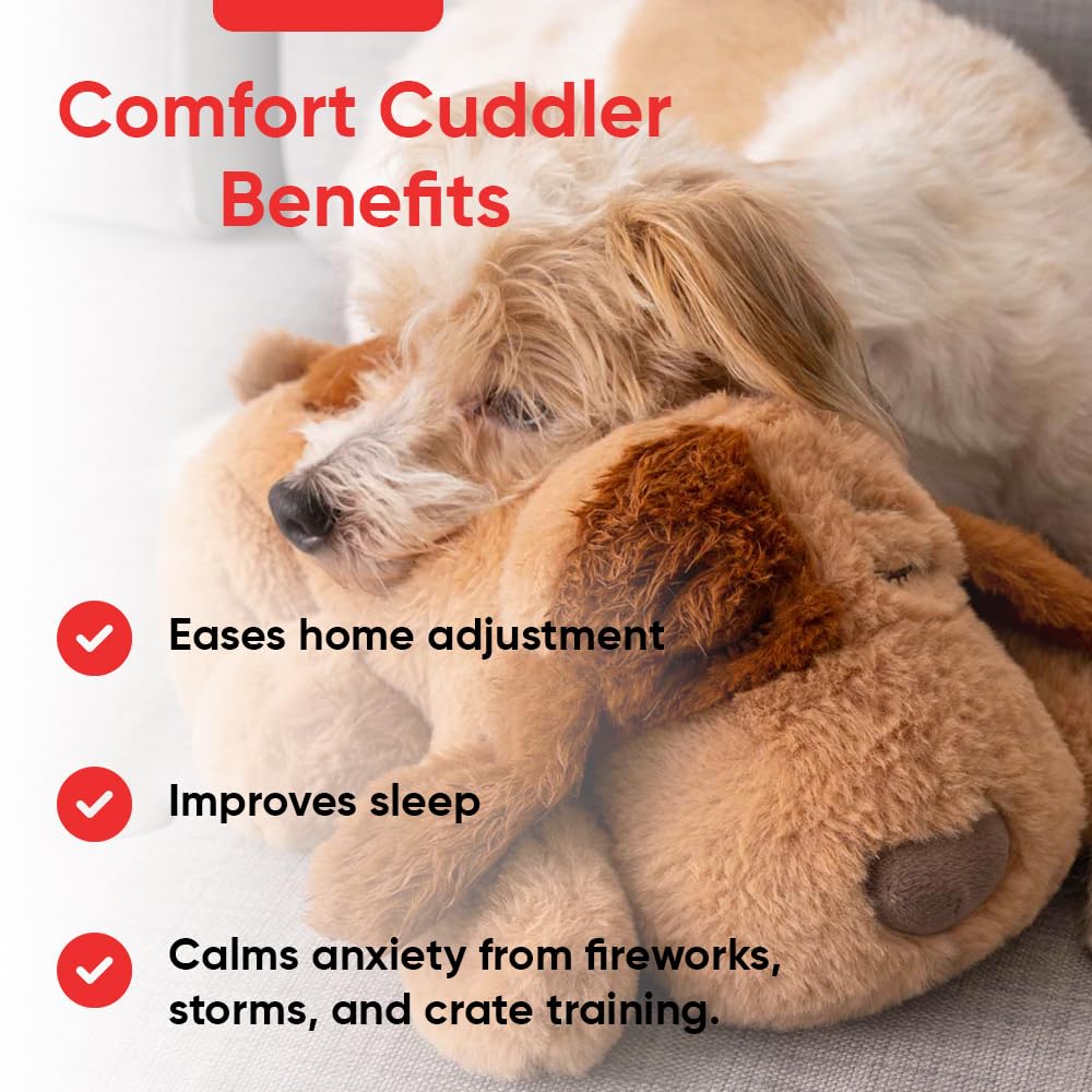 iHeartDogs Heartbeat Puppy Toy - Soothing Comfort Cuddler Pillow for Anxious Dogs - Calming Anxiety Relief Toy for Puppies - Perfect for Separation Anxiety, Travel, and Bedtime Comfort