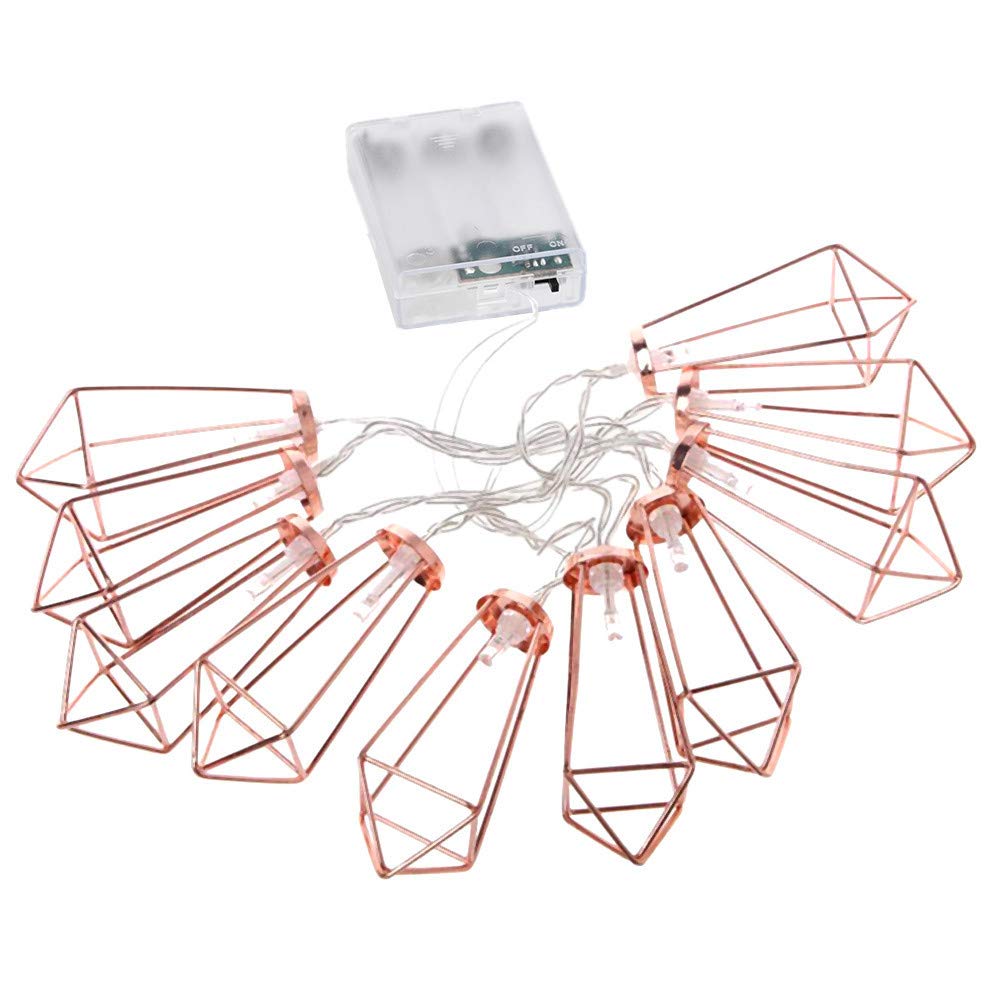 Aozhen Creative Diamond Shape LED String Lights - Rose Gold Outdoor Decorative Lights for Courtyard, Garden, Patio, Wedding & Party Decor (Mixed Colors, One Size) - Perfect for Backyard, Christmas, and Holiday Lighting