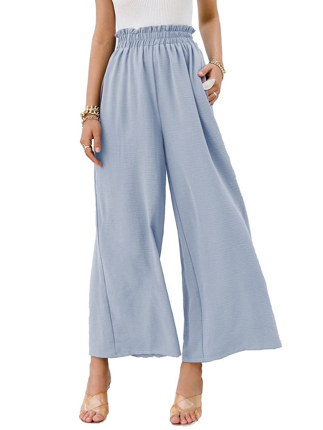 Eteviolet Boho High Waisted Pants for Women | Leopard Print Wide Leg Flowy Lounge Pants | Casual & Comfortable for Yoga, Travel & Everyday Wear