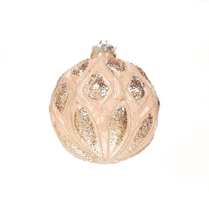 JLINE Christmas Glass Ornament Ball Box Set - 11cm, 4-Piece Holiday Decorations (Pink & Gold) - Perfect for Xmas Tree Decor, Home Party, and Festive Gift Giving