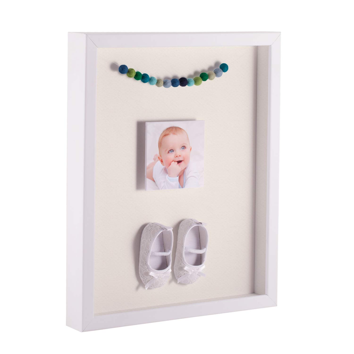 ArtToFrames 20 x 28 Inch Shadow Box Picture Frame - Satin White 1'' Deep Display Frame with Off-White Mat | Perfect for Memorabilia, Photos & Artwork Display in Home Decor