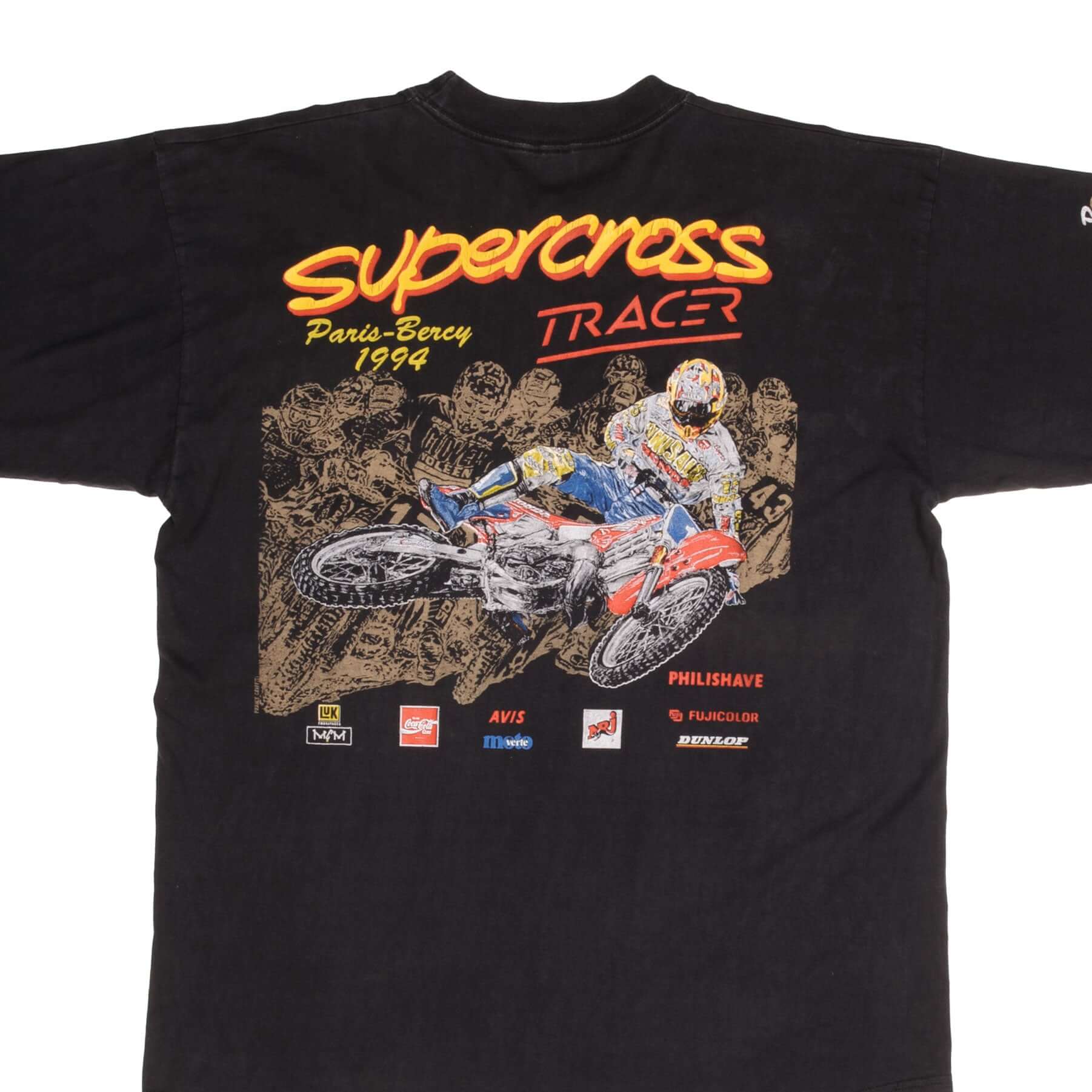 Vintage AMA MX Motocross Supercross Tracer Paris Bercy 1994 Graphic Tee Shirt - XL Size - Retro Motorcycle Racing T-Shirt for Fans & Collectors - Perfect for Casual Wear, Biker Events & Vintage Enthusiasts