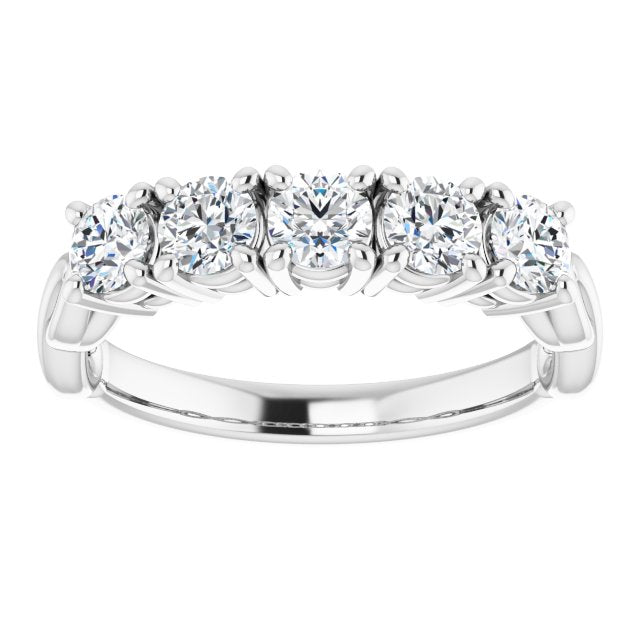 0.85 Carat Round Cut Diamond Wedding Band - 5 Stone Anniversary Ring for Women - Elegant Bridal Jewelry for Engagement, Proposal & Special Occasions