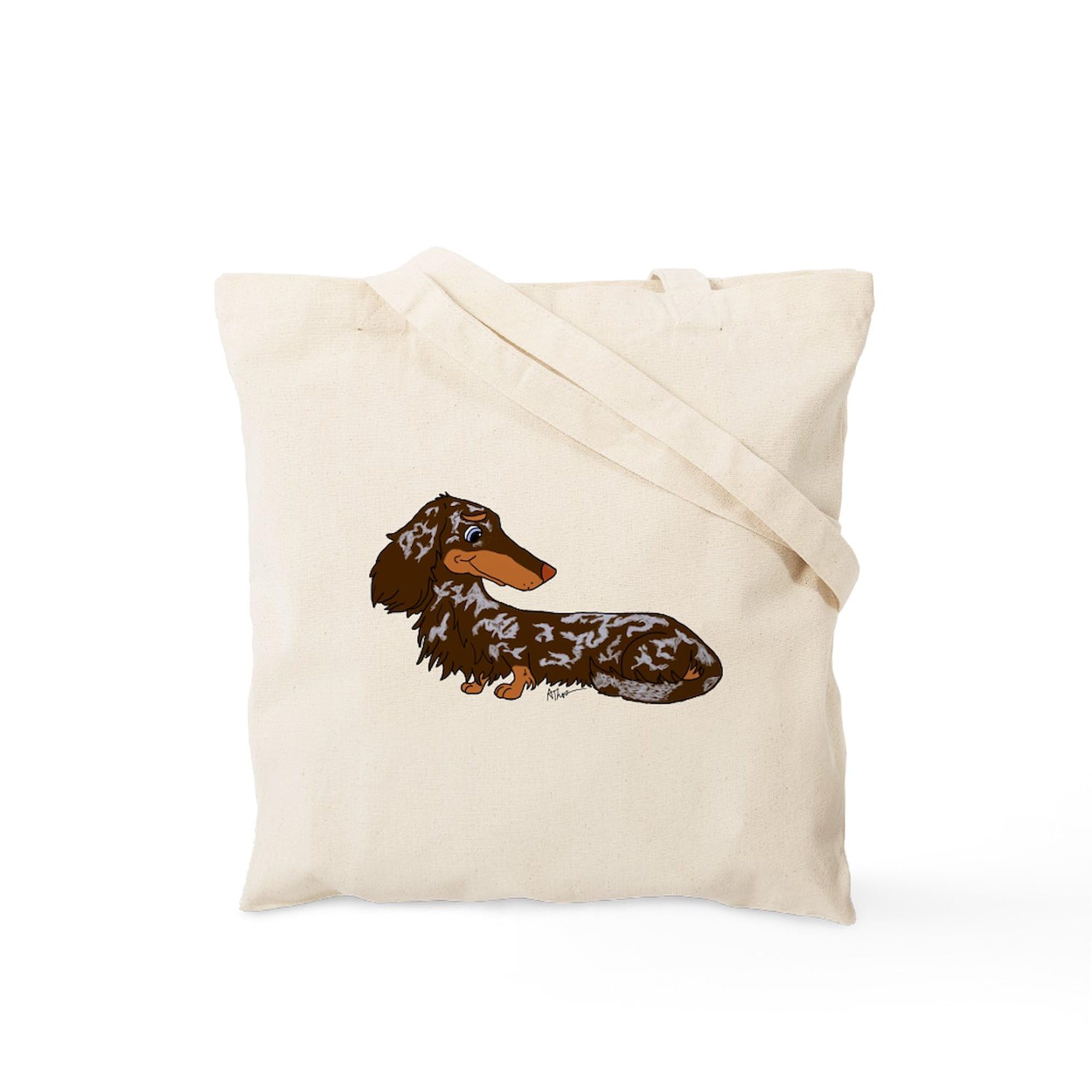 Stylish Chocolate Dapple Dachshund Canvas Tote Bag - Eco-Friendly Reusable Shopping Bag for Groceries, Beach & Daily Use