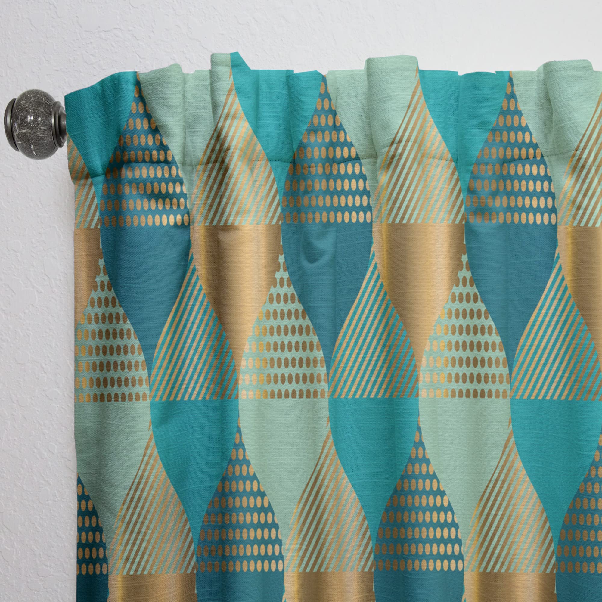 DesignQ Luxury Retro Drops II Thermal Insulated Curtains - Single Panel 52x95 Inch - Elegant Window Treatments for Bedroom & Living Room | Perfect for Home Decor, Light Blocking & Energy Saving