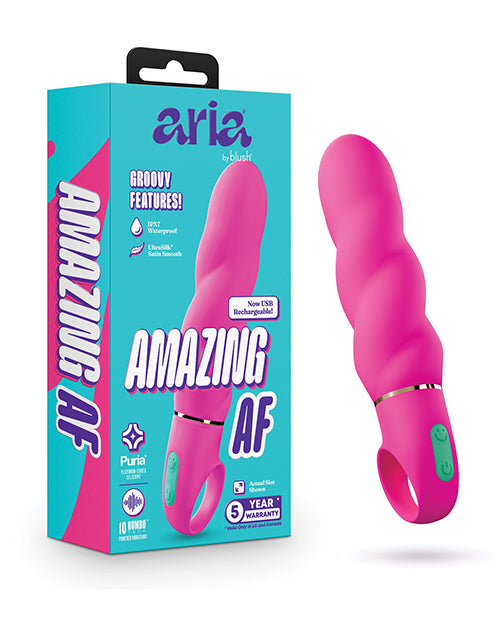 Aria Amazing AF Rechargeable Silicone Vibrator - Powerful Waterproof Personal Massager for Women, Couples Use - Fuchsia Pink | Bedroom Accessories, Romantic Gifts, Adult Toys
