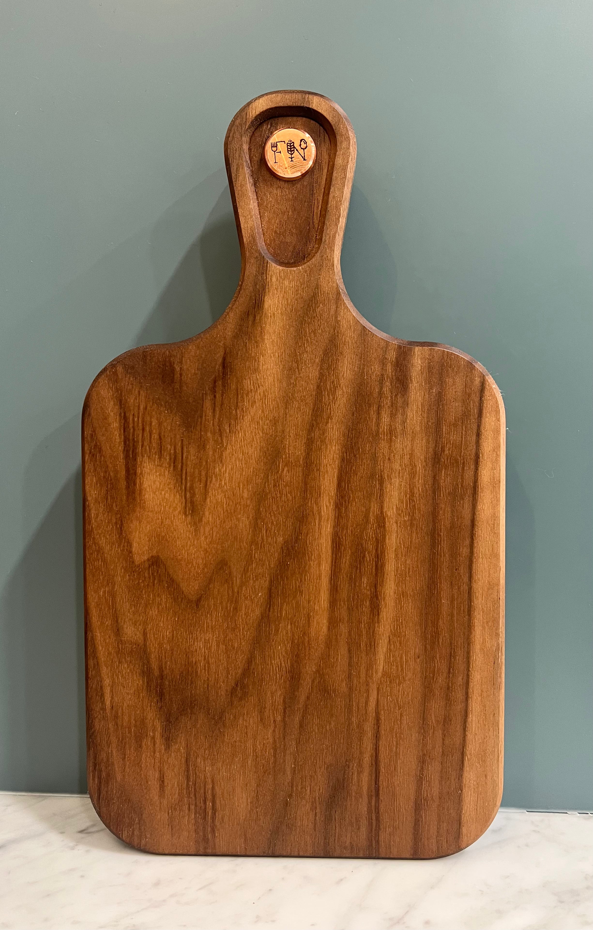 Premium FN Mini Walnut Cutting Board with Copper Inlay - Handcrafted Oil Finish - Perfect for Cheese Charcuterie, Kitchen Countertop & Gift Giving