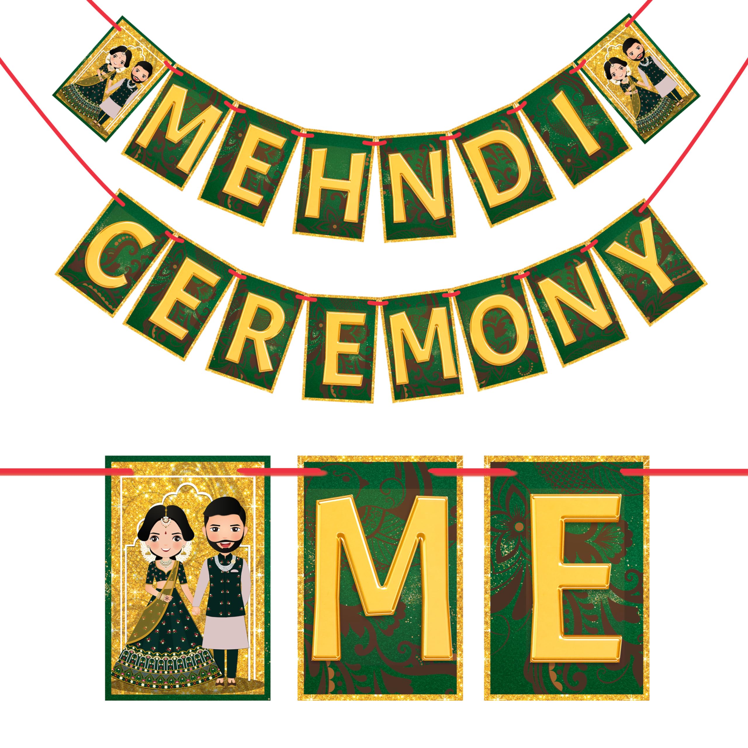 Wobbox Mehndi Banner for Bride - Elegant Henna Ceremony Decoration for Indian Weddings - Perfect for Mehendi Night, Sangeet & Marriage Decor - FP2180