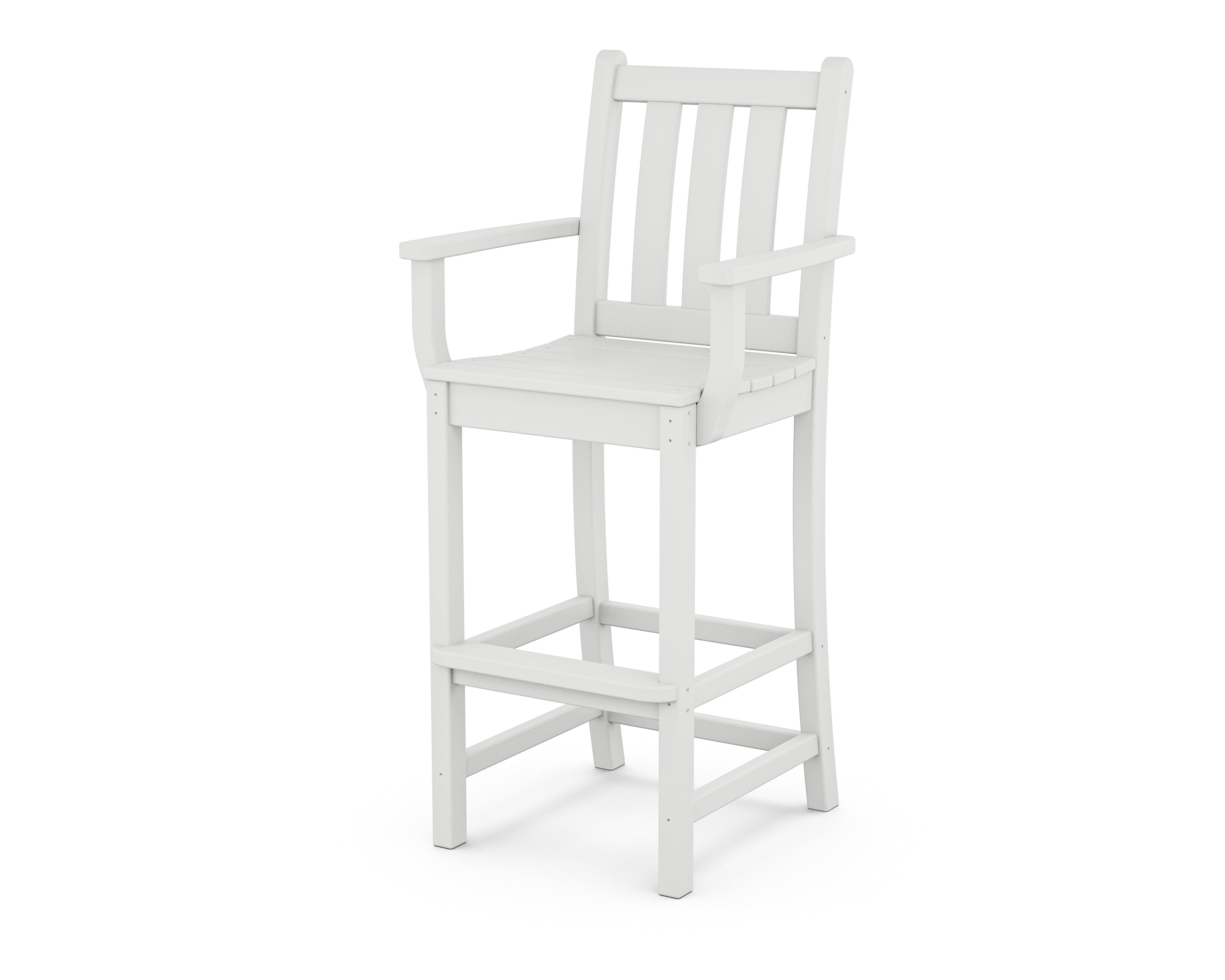 POLYWOOD Traditional Outdoor Garden Bar Arm Chair - Durable & Weather-Resistant for Patio, Deck, Poolside & Backyard Relaxation