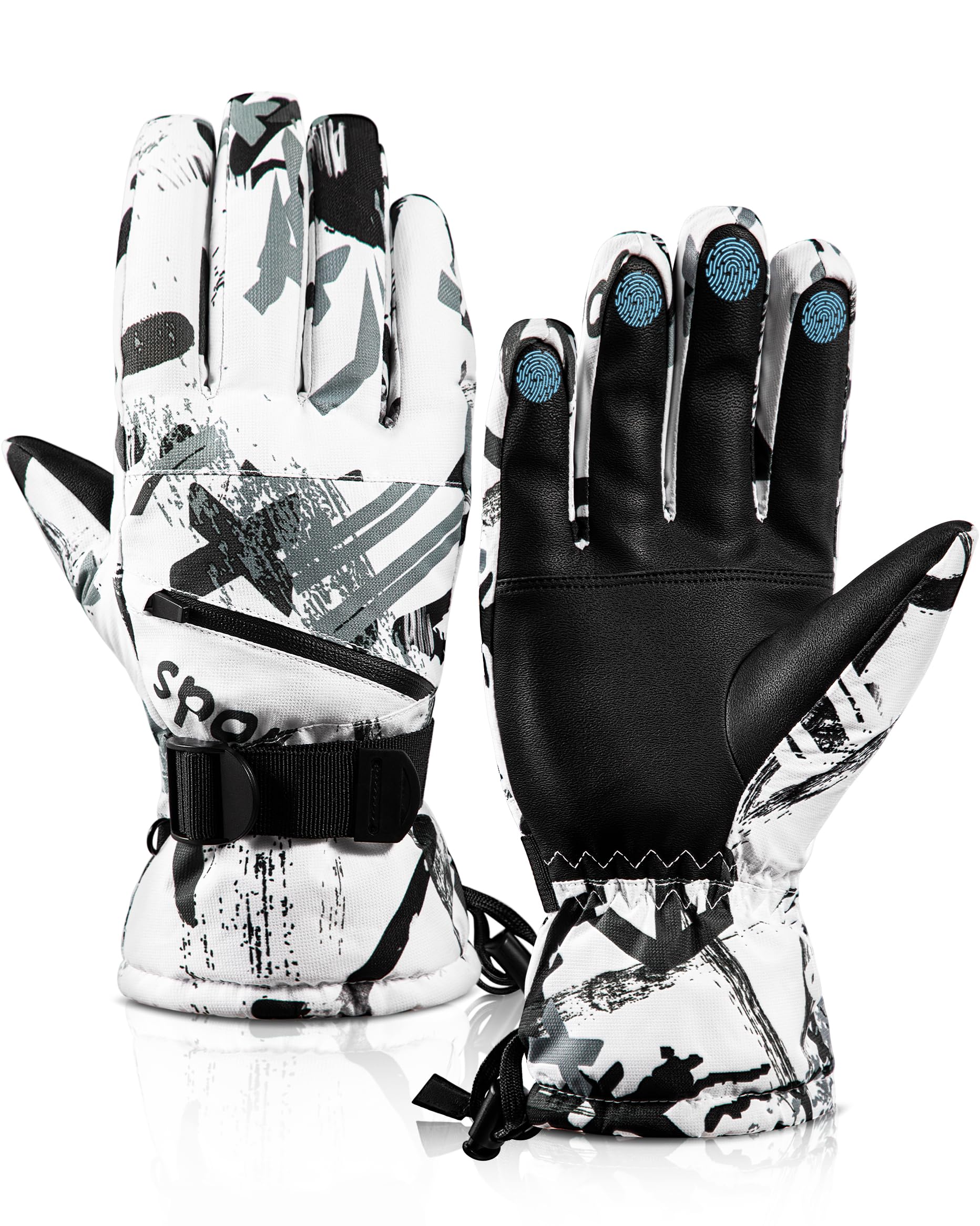 Waterproof 5-Finger Winter Ski Gloves for Men - Touchscreen Snowboarding Gloves for Cold Weather & Outdoor Sports | Skiing, Snowboarding, Hiking & Winter Activities