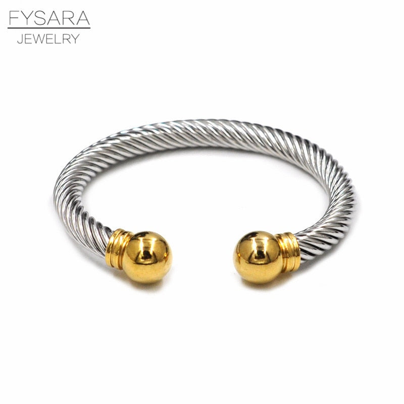 Twisted Cable Wire Bangle Cuff Bracelets for Women - Fashion Jewelry for Casual & Formal Wear - Perfect for Office, Party & Everyday Accessories