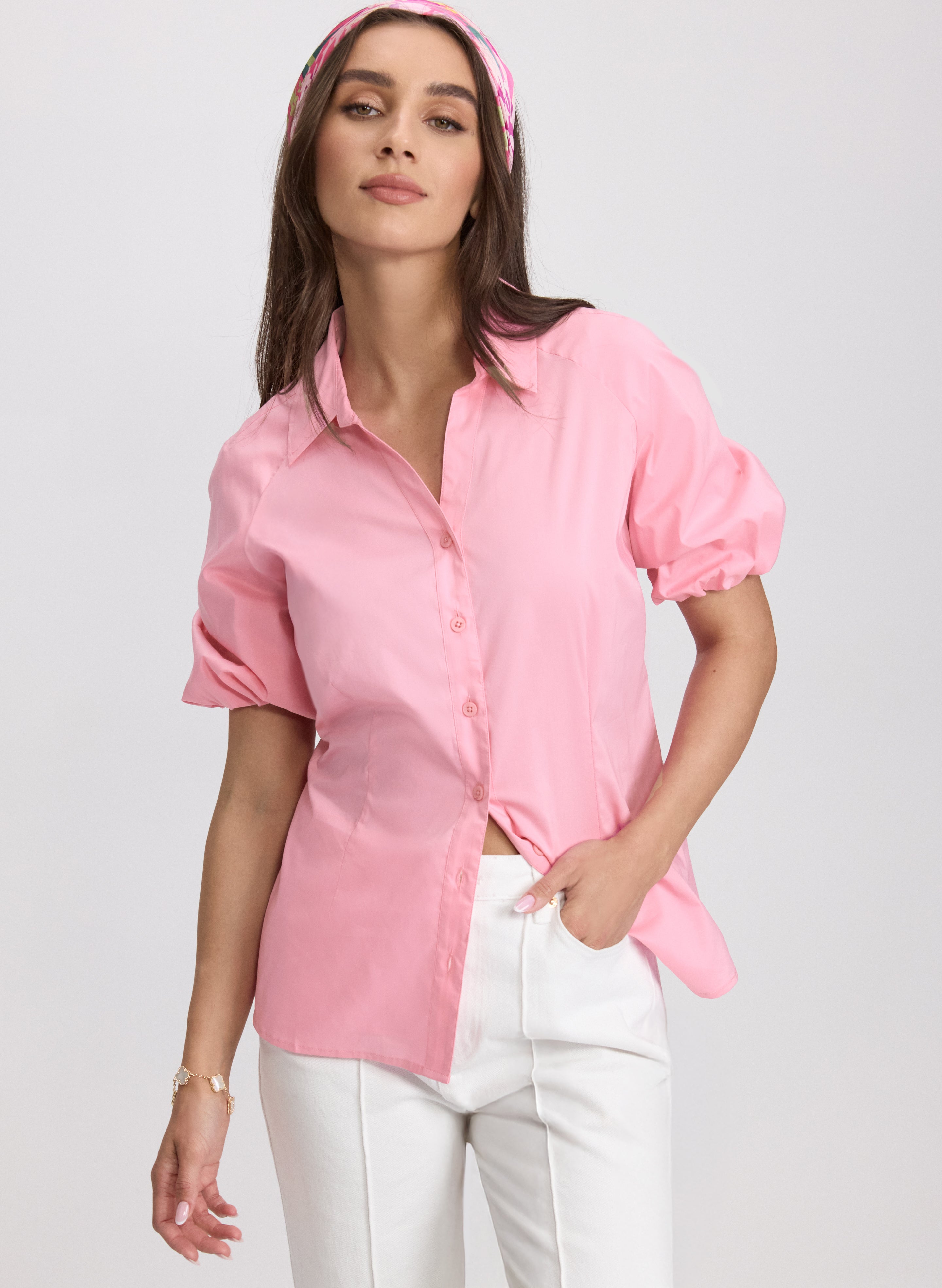 Stylish Cotton Blend Puff Sleeve Blouse for Women - Trendy Casual & Office Wear - Perfect for Spring/Summer Outfits, Dates & Work Attire