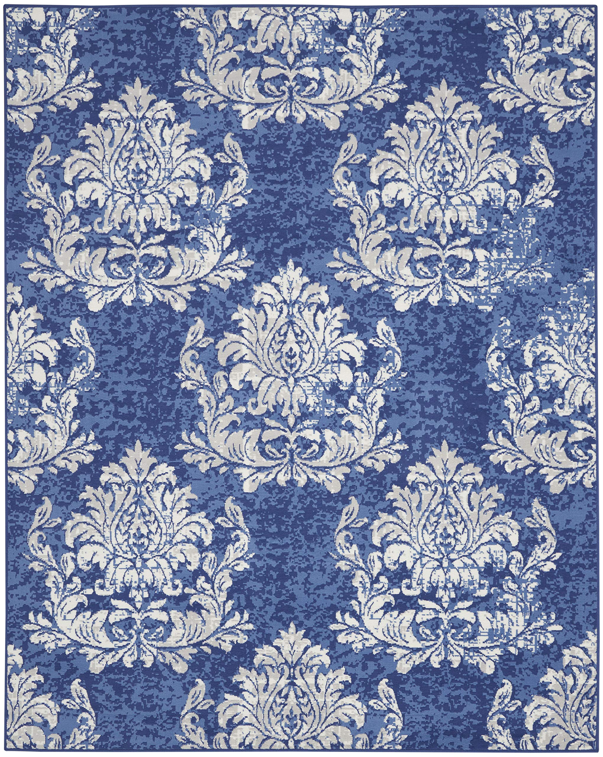 Nourison Whimsicle Damask Navy Ivory 8' x 10' Area Rug - Easy to Clean, Non-Shedding, Stain Resistant for Bedroom, Living Room, Dining Room & Kitchen - Soft & Durable Home Decor (8x10) | Perfect for Cozy Spaces, Family Gatherings & High-Traffic Areas