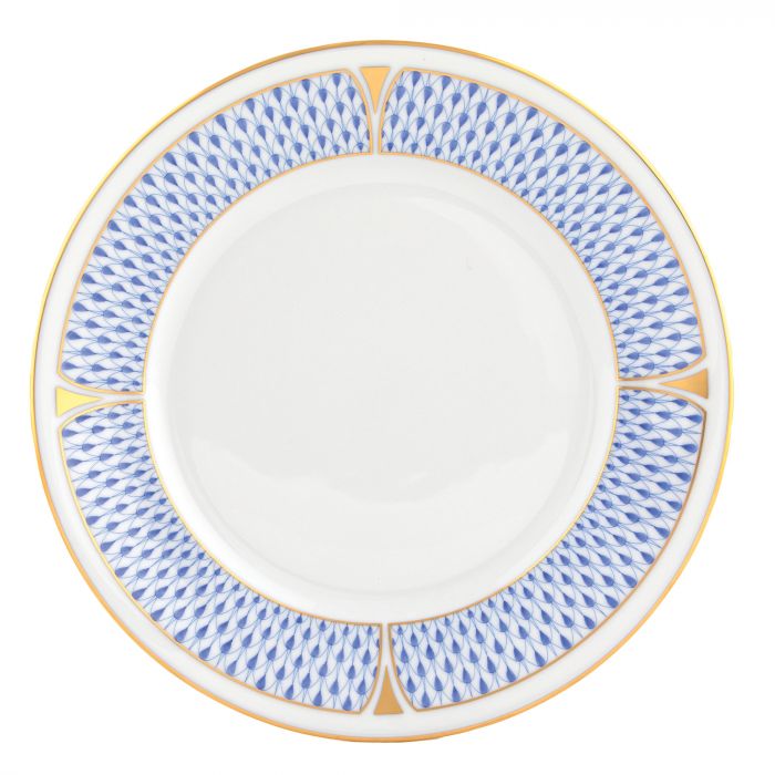 Vintage Art Deco Blue Salad Plate - Elegant 10-Inch Ceramic Dinnerware for Formal Dining & Entertaining - Perfect for Salads, Desserts & Appetizers