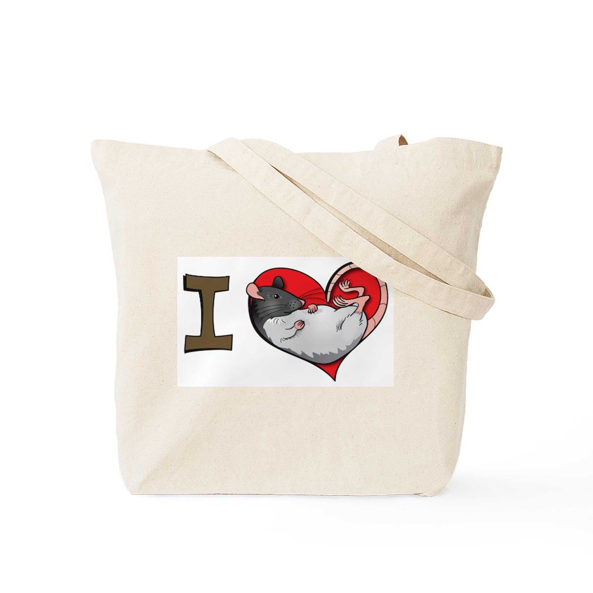 CafePress I Heart Rats Hooded Tote Bag - Natural Canvas Reusable Shopping Bag for Groceries, Beach & Daily Use