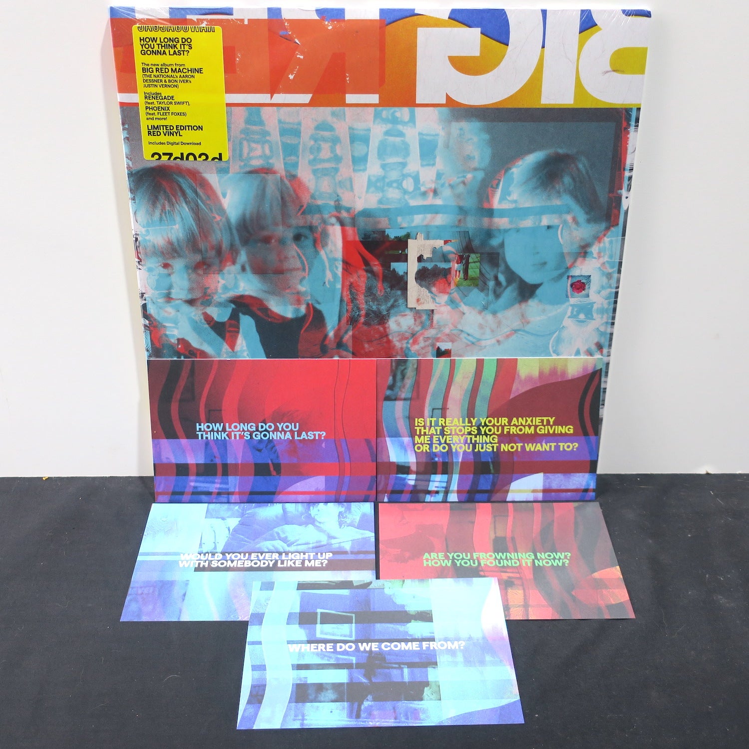 BIG RED MACHINE (National/Bon Iver) 'How Long Do You Think It's Gonna Last?' Limited Edition RED Vinyl 2LP Record with Bonus Promo Postcards - Perfect for Music Collectors & Vinyl Enthusiasts