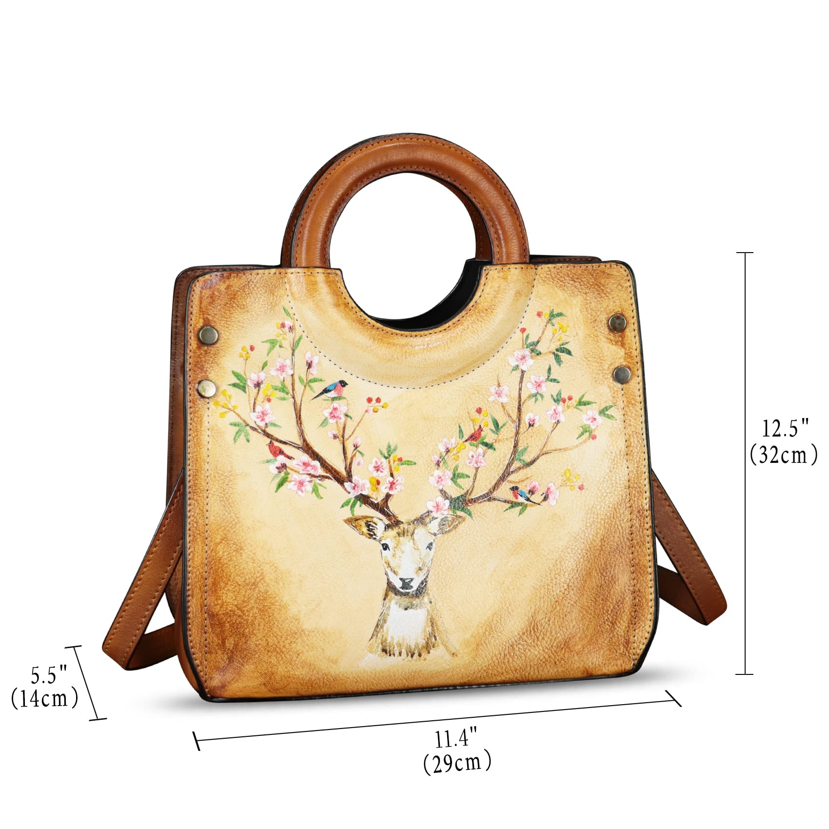 Handmade Genuine Leather Tote Bag for Women - Hand Painted Shoulder Bag, Crossbody Purse for Work & Casual Use | Durable Office Tote, Travel Bag & Everyday Carry