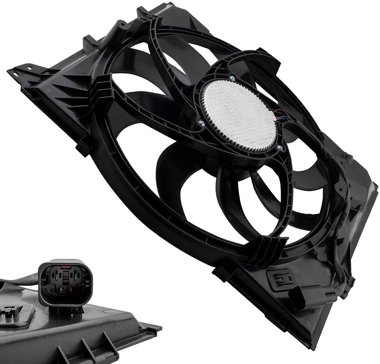 BMW Radiator Cooling Fan Assembly Replacement - Compatible with 128i, 325i, 328i, 330i xDrive (Base, Coupe, Sedan, Wagon, Luxury, Modern Sport Models) - OEM# 17427562080, 17427522055, BM3117101 - Perfect for Engine Cooling System Repair & Maintenance