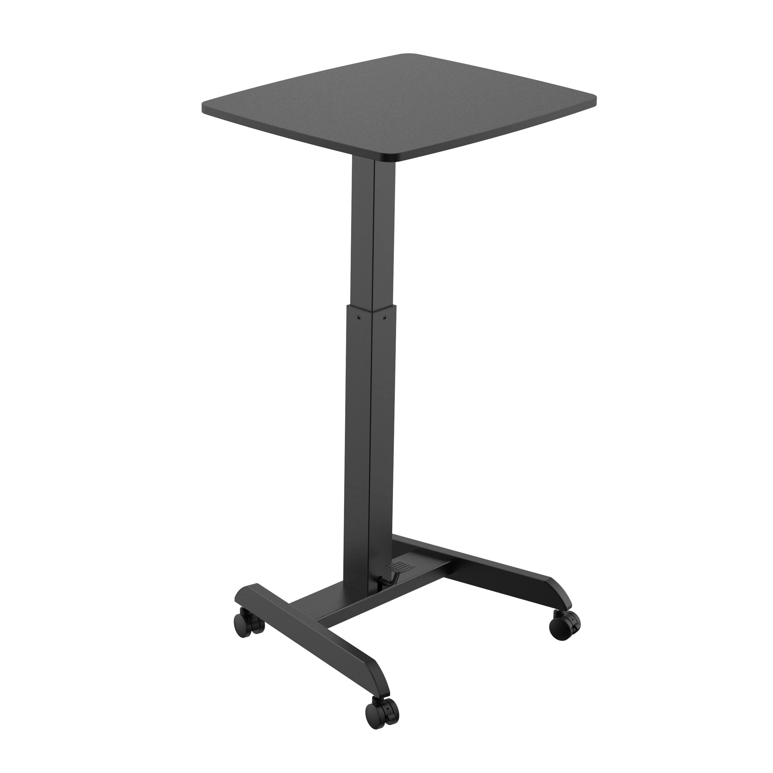 Kantek Systems Mobile Height Adjustable Sit Stand Desk - Black | Rolling Computer Workstation for Office & Home | Ergonomic Standing Desk with Wheels for Flexible Workspaces