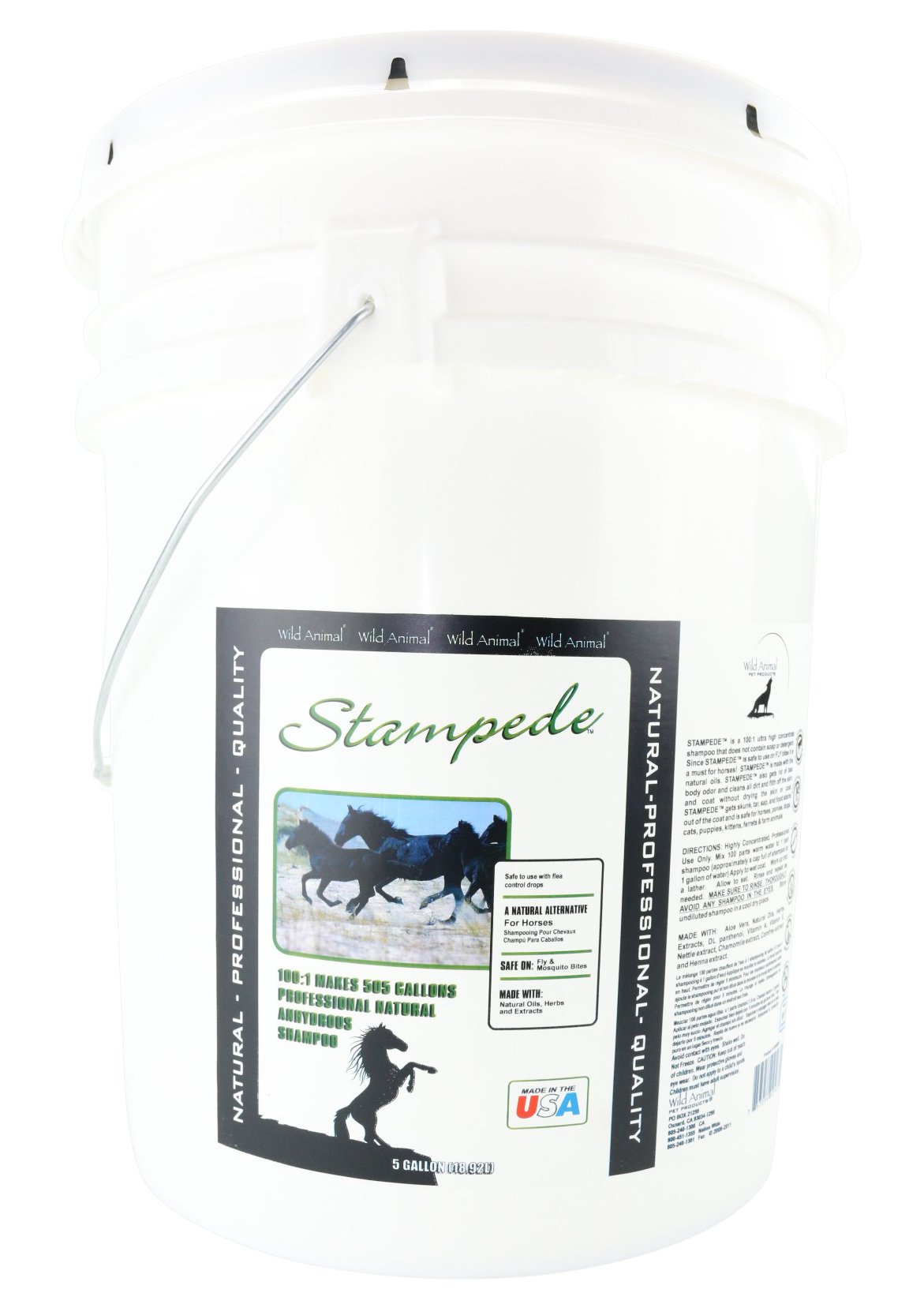 Wild Animal Stampede 100:1 Concentrated Shampoo - 5 Gallon Bulk for Professional Grooming Salons & Pet Care Businesses - Ideal for Dogs, Cats & Livestock Bathing