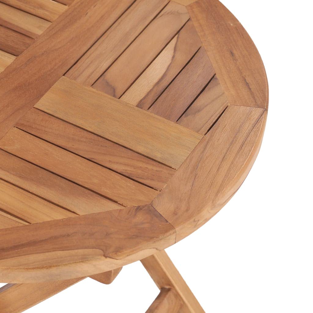 Premium VidaXL Folding Patio Table – Solid Teak Wood Round Outdoor Dining Table – Weatherproof & Space-Saving Garden Furniture – Smooth Sanded Finish – Natural Wood Look – Perfect for Backyard BBQs, Poolside Gatherings & Small Balconies