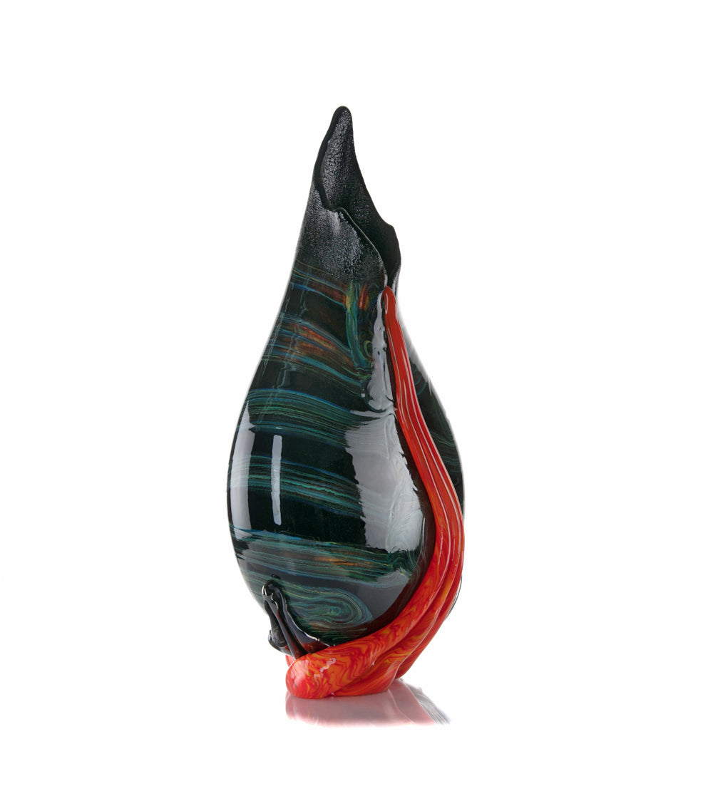 Daniel Moe Black Lava Trail 1 Glass Vessel - Modern Home Decor, Unique Centerpiece for Dining Table, Living Room, or Office