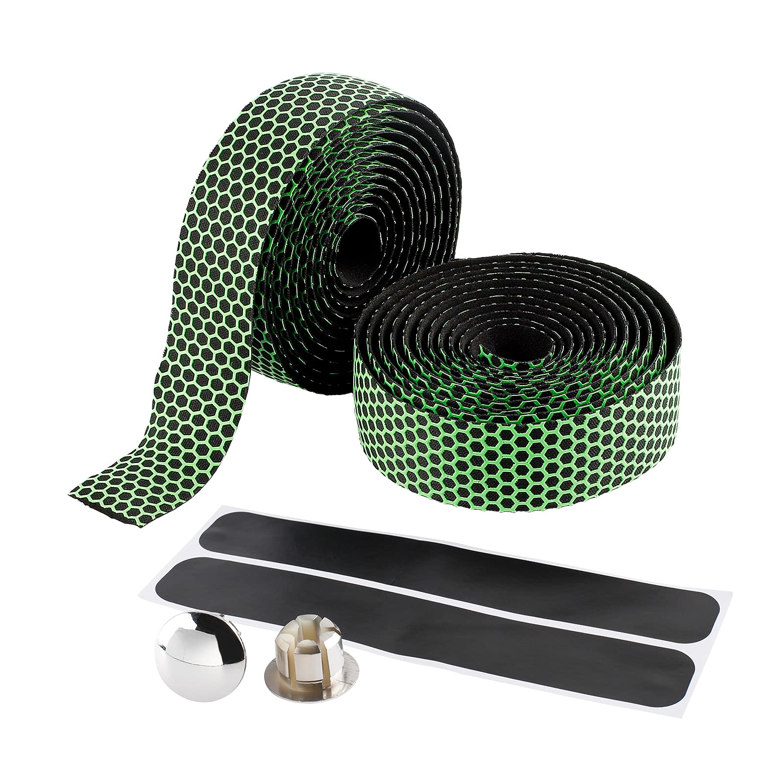 GORGECRAFT 2 Rolls Lime Green Bicycle Handlebar Tape - Non-Slip Cycling Grip with 2 End Plugs & Finishing Tapes for Road Bikes, Steering Wheels, Chairs & Fishing Rods - Perfect for Commuting, Racing & Outdoor Sports