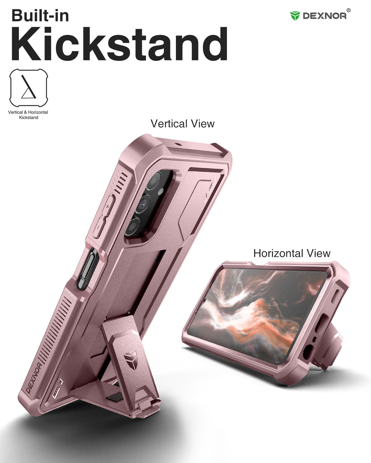 Dexnor Heavy Duty Shockproof Rugged Case for Samsung Galaxy A13 5G with Built-in Kickstand & Screen Protector - Perfect for Outdoor Activities, Work & Daily Protection