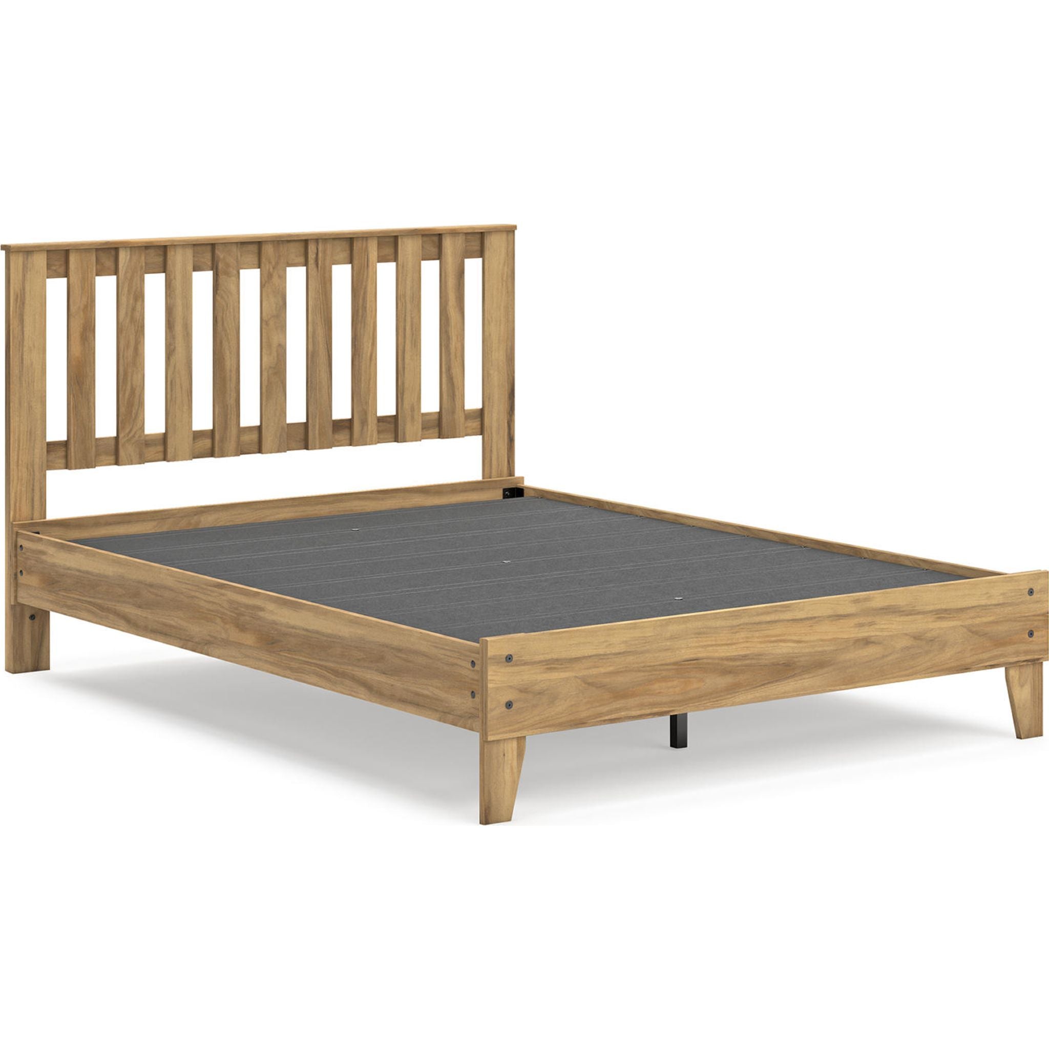Bermacy Queen Size Platform Bed Frame - Light Brown Wooden Finish for Modern Bedroom Decor | Sturdy & Stylish Bed Base with Easy Assembly