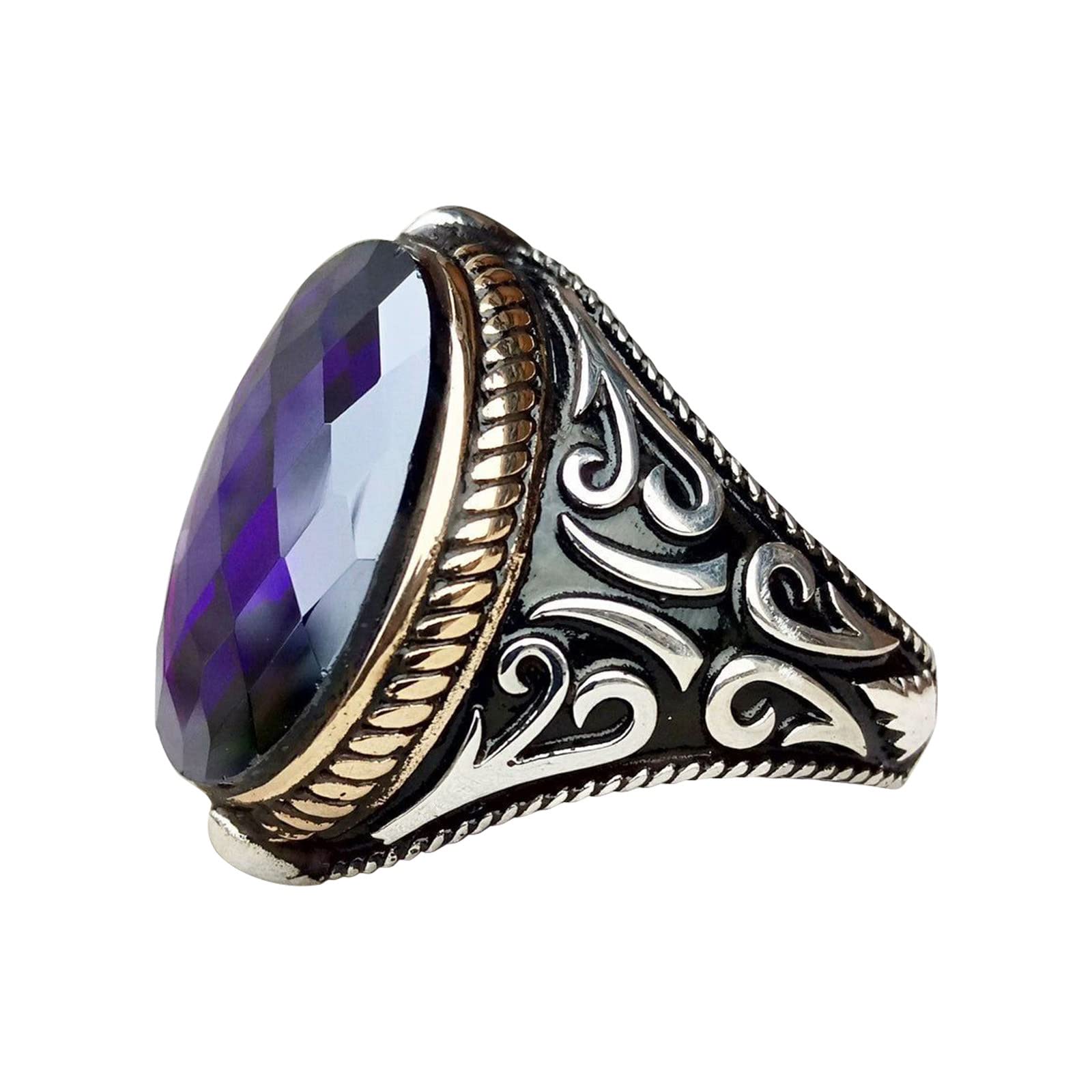 Elegant Purple Stone Engagement Ring for Women & Men - Vintage Western Style Jewelry (Size 10) - Perfect for Weddings, Anniversaries & Special Occasions