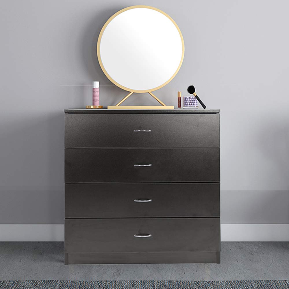 4-Drawer Black Wooden Dresser for Bedroom & Closet Storage - Sturdy Chest Cabinet for Playroom, Living Room, Kids Room Organization & Home Decor