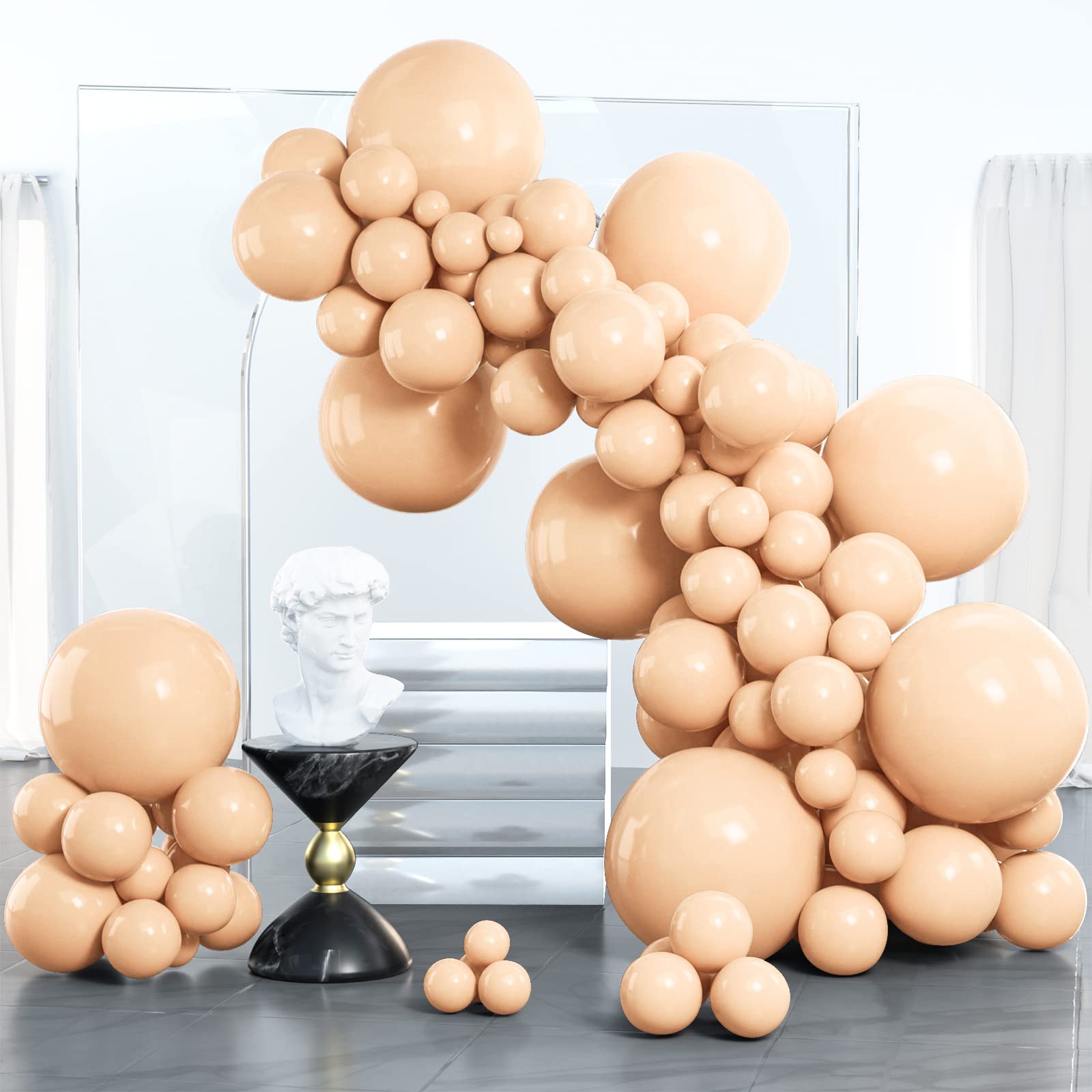 PartyWoo Retro Apricot Balloons - 100-Piece Assorted Size Pack (5