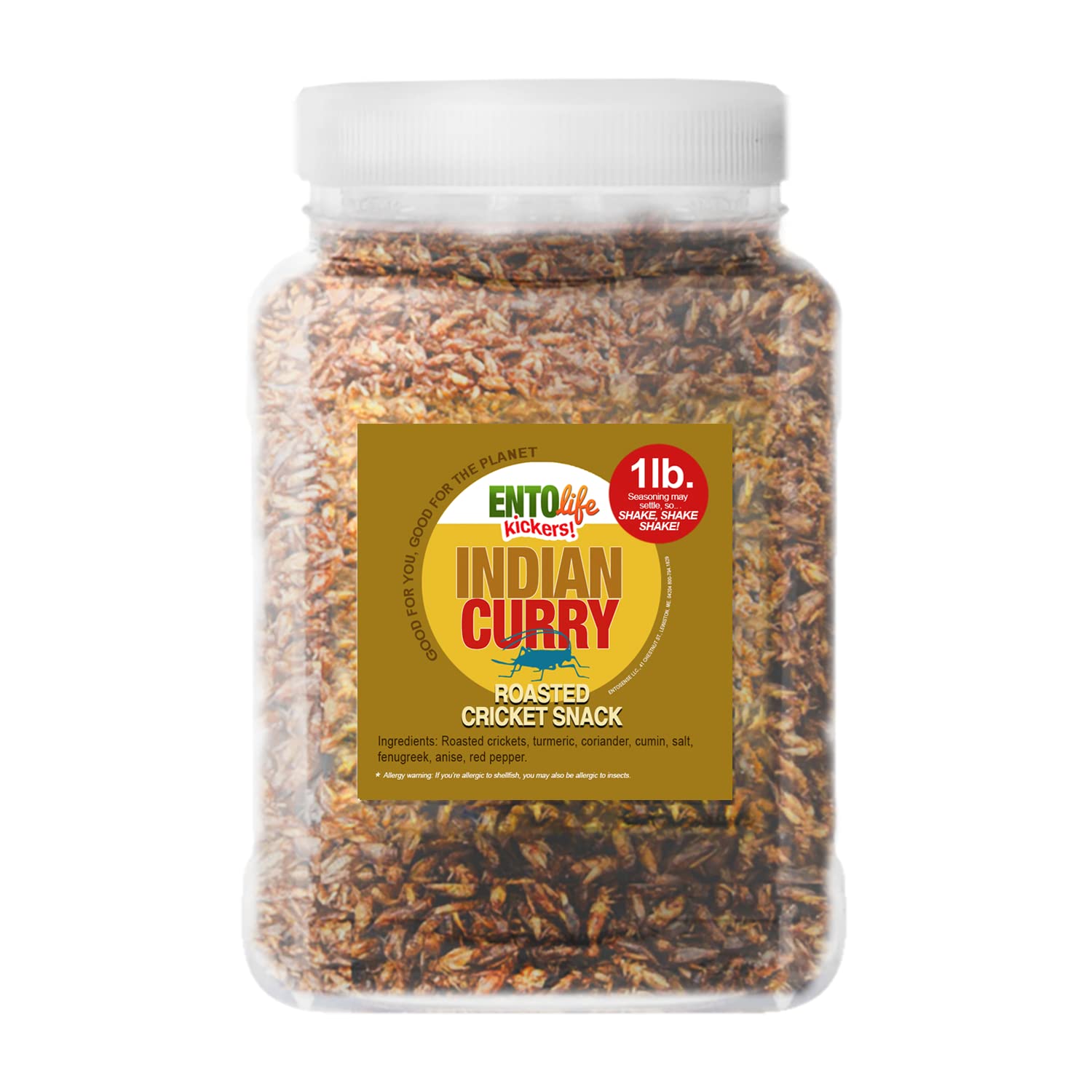 Organic Edible Cricket Snacks - Indian Curry Flavor - 1 Pound Bulk Pack - High-Protein Sustainable Food for Hiking, Camping & Survival Kits