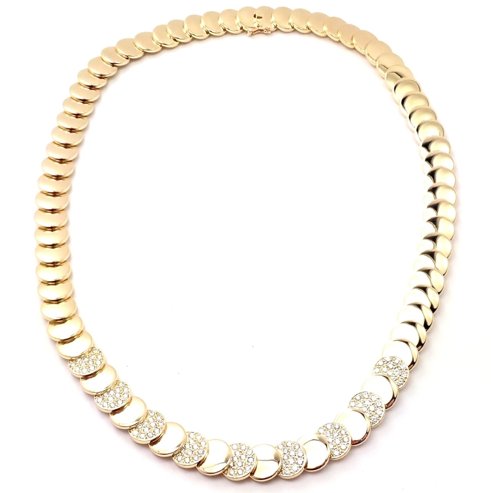 Vintage Van Cleef & Arpels 18k Yellow Gold Diamond Disc Necklace - Authentic Luxury Jewelry for Women, Perfect for Weddings, Anniversaries & Special Occasions