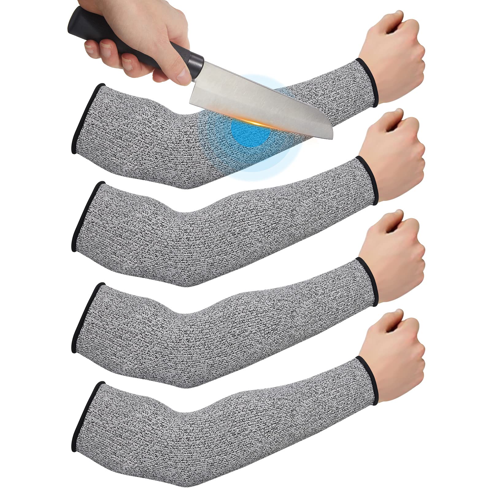 Geyoga 2 Pairs Cut Resistant Arm Sleeves - Thin Protective Arm Guards for Men & Women with Sensitive Skin - Ideal for Kitchen Work, Gardening & Outdoor Activities