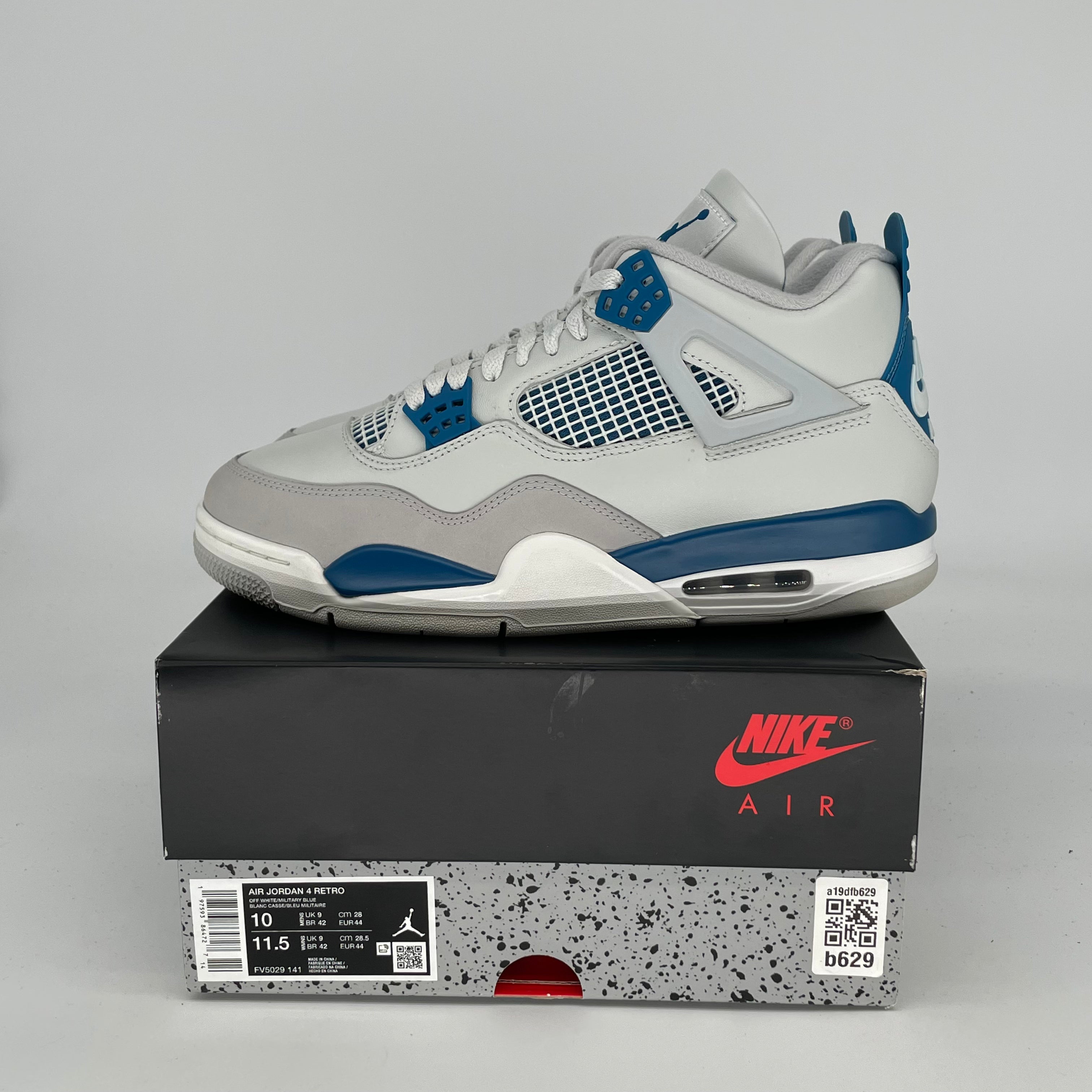 Original Air Jordan 4 Military Blue Men's/Women's Sneakers Size 10 & 11.5W (FV5029-141) - Retro Basketball Shoes for Casual Wear & Street Style