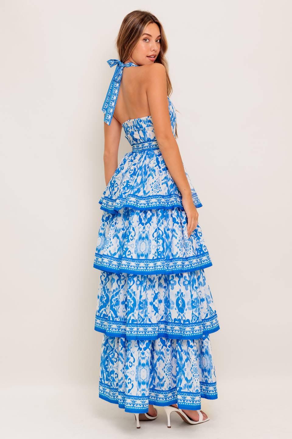MALLORY Floral Printed Maxi Dress for Women - Blue & Ivory Summer Dress - Perfect for Beach Vacations, Weddings & Casual Outings