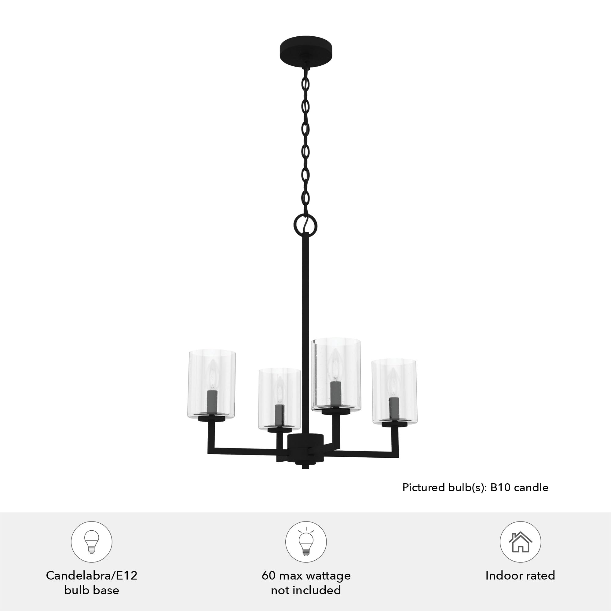Hunter Fan Company 19536 Kerrison Chandelier - Natural Black Iron Ceiling Light Fixture for Dining Room, Living Room & Bedroom