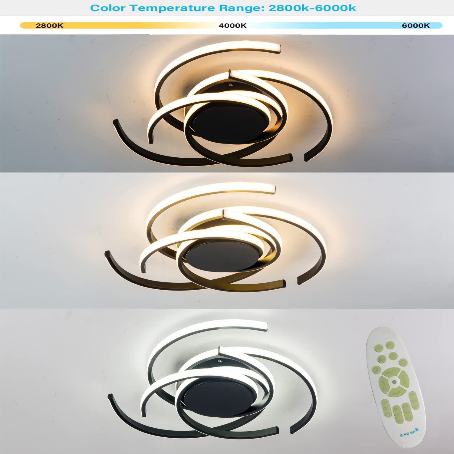 Modern Dimmable LED Ceiling Light with Remote Control - Acrylic Flush Mount Chandelier for Living Room, Dining Room & Bedroom | Energy-Efficient Flower Design Hanging Lamp for Home Decor & Ambient Lighting