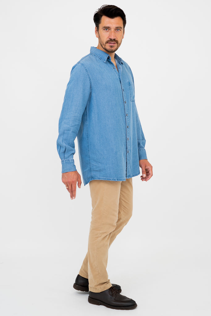 Men's Tencel Denim Shirt for Men | Breathable & Comfortable Casual Button Down Shirt | Perfect for Office, Date Night & Weekend Outings