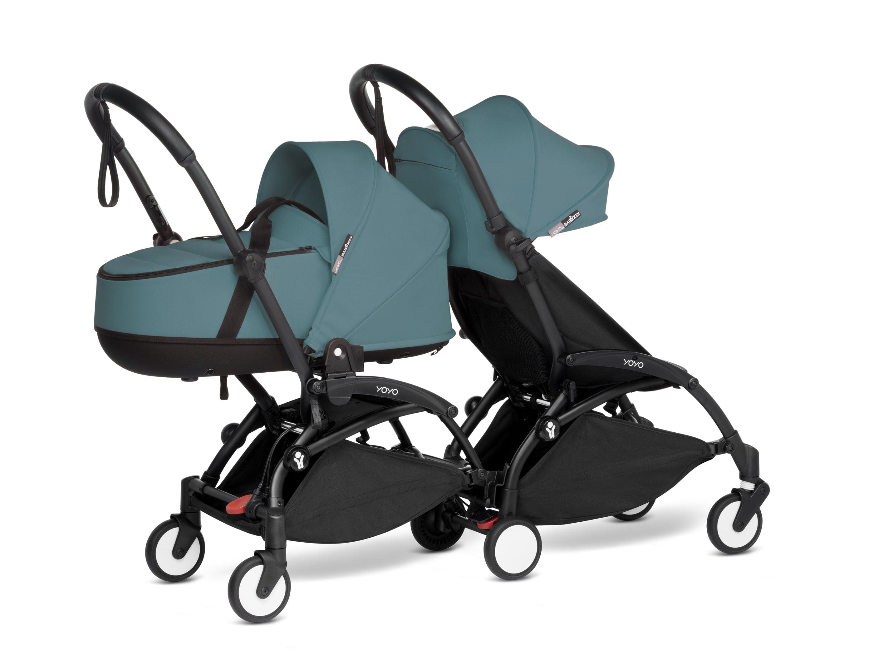 Stokke YOYO 3 Double Stroller for Twins - 6+ Months Front Seat with Bassinet Back - Lightweight Compact Travel Stroller for City Walks & Airplane Travel